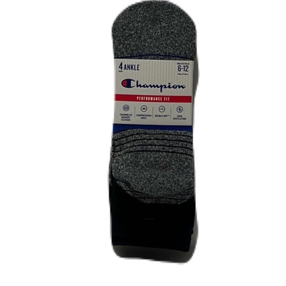 Champion Men's Performance Fit Ankle Socks 4-Pairs Size 6-12 Cushioned Sole - Picture 4 of 6